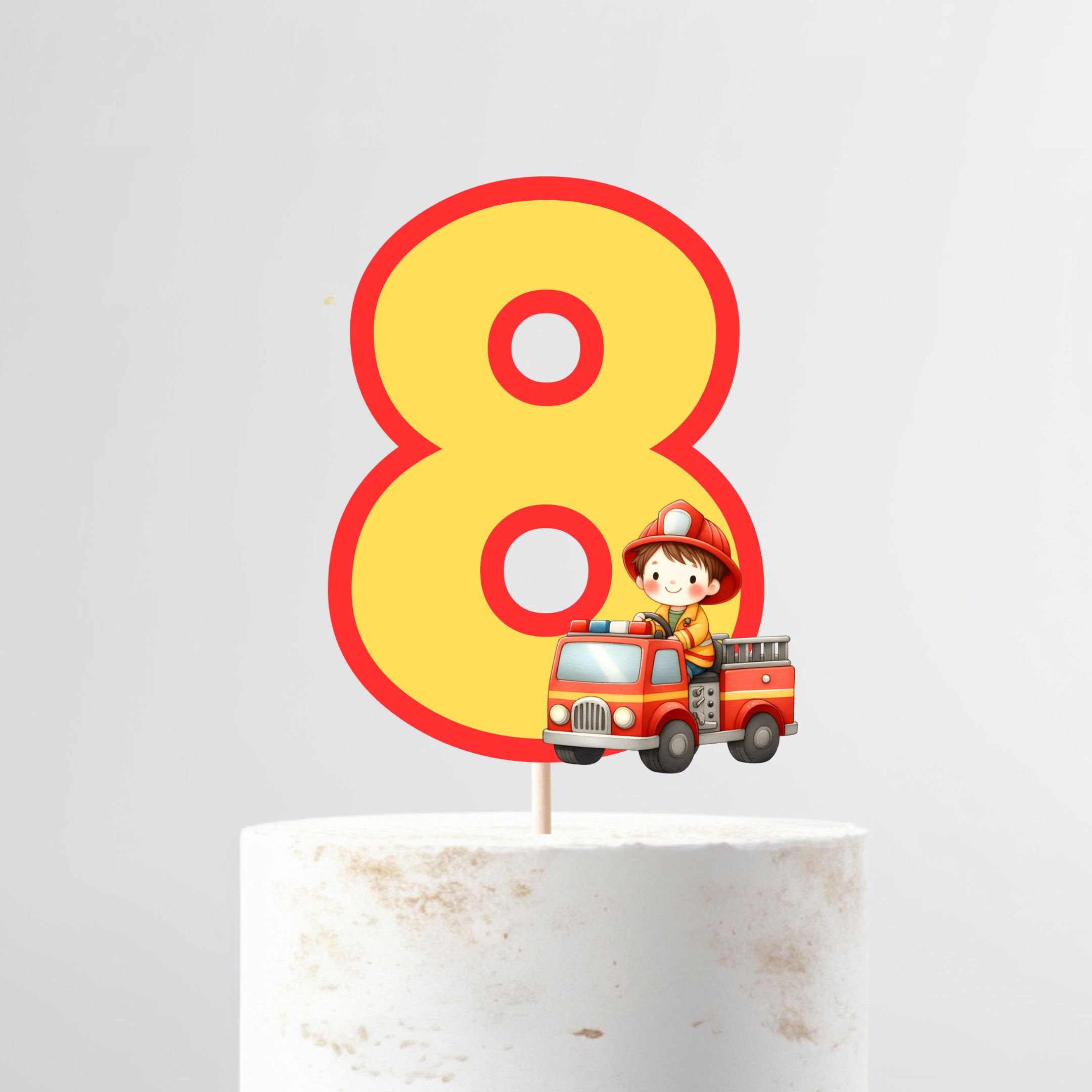 Fire Fighter Topper Printable Fireman 8th Birthday Cake Topper Fire Engine Cake Topper Fire ...