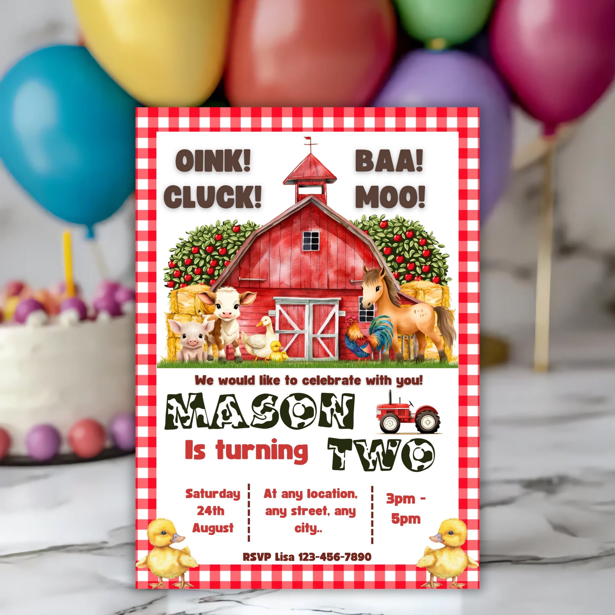 Printable Farm Birthday Party Invitation Barnyard Animals Editable ...