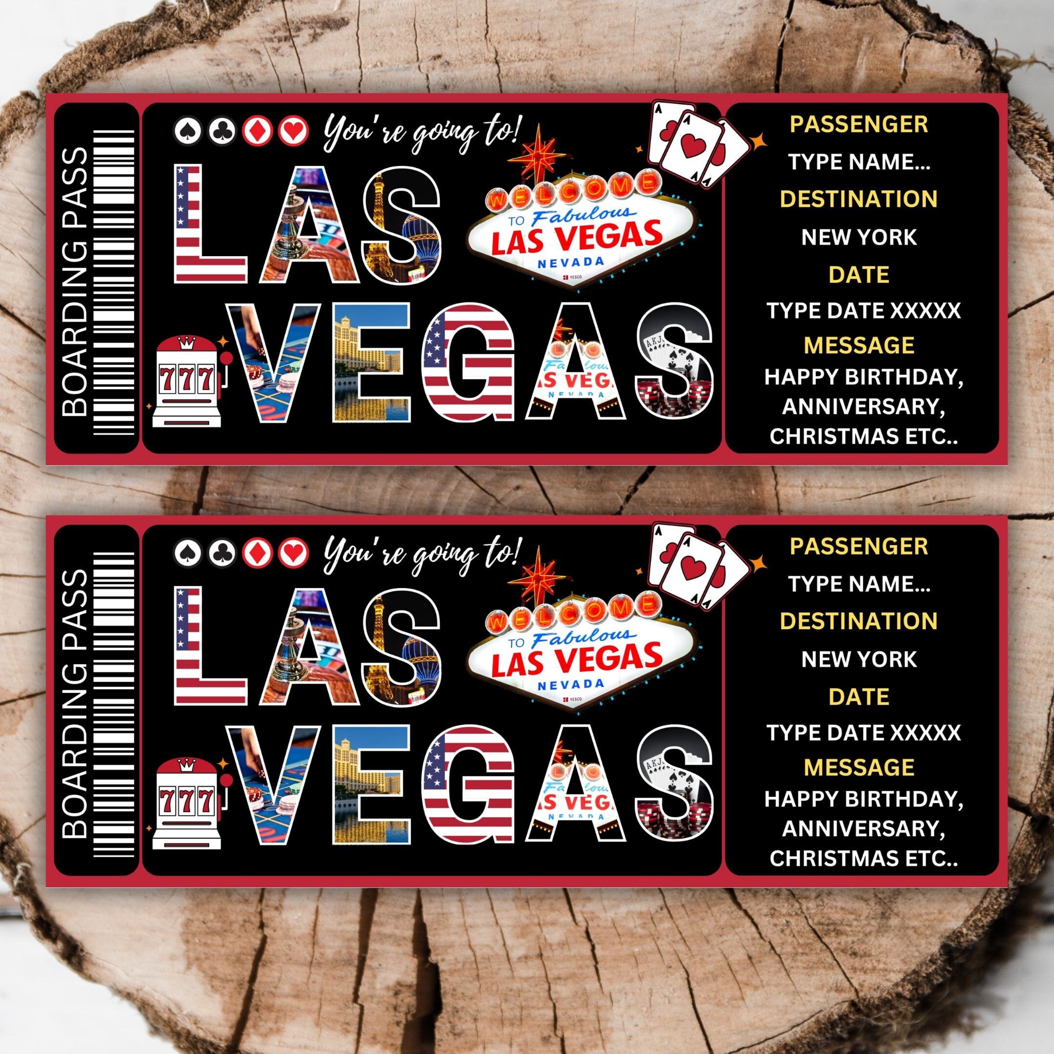 Printable Las Vegas Boarding Pass Template Editable Las Vegas Plane ...