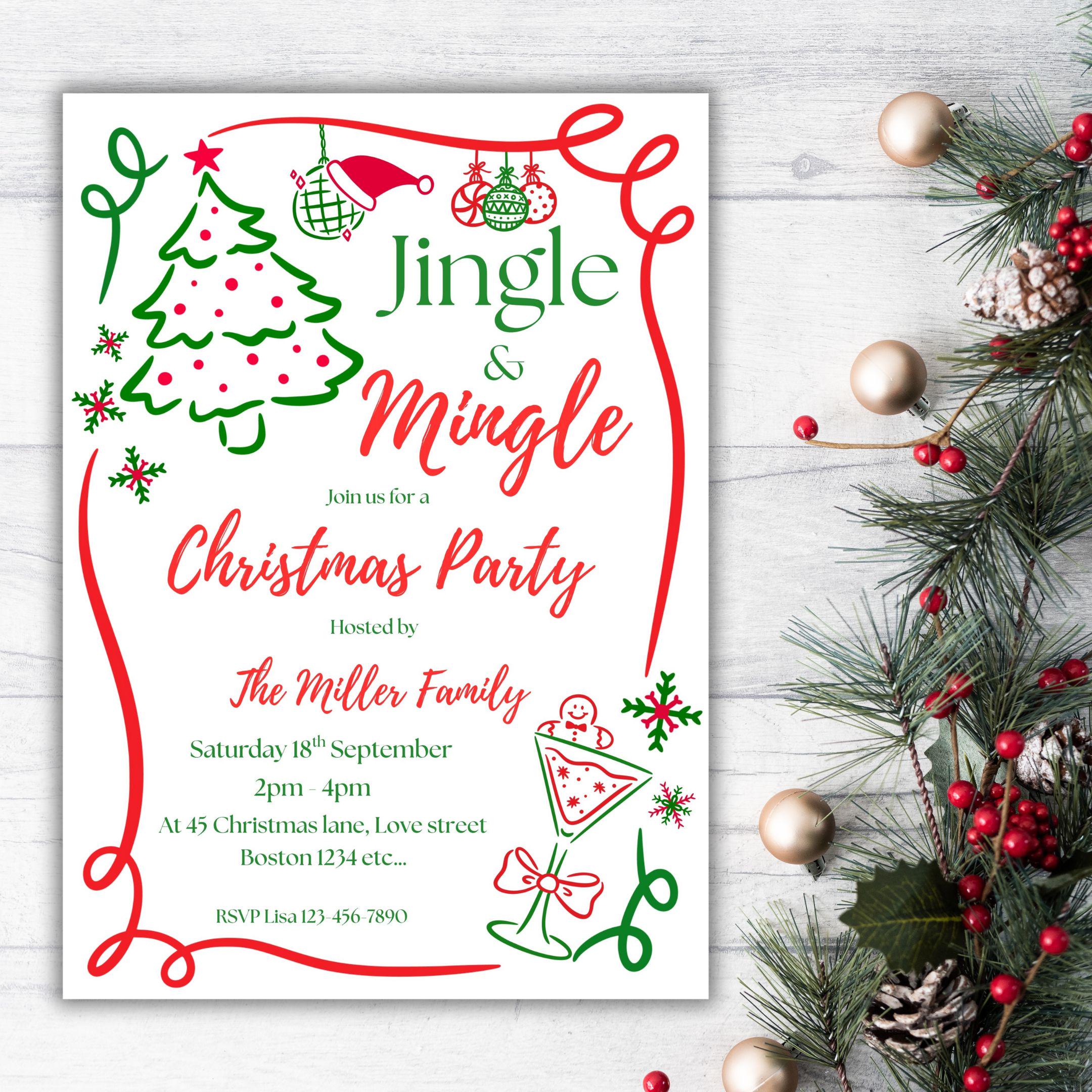 Printable Festive Christmas Party Invitation Office Party Jingle and ...