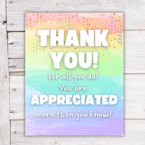 Printable Thank You for all you do sign teacher appreciation employee staff appreciation table sign Nurse thank you poster appreciation gift