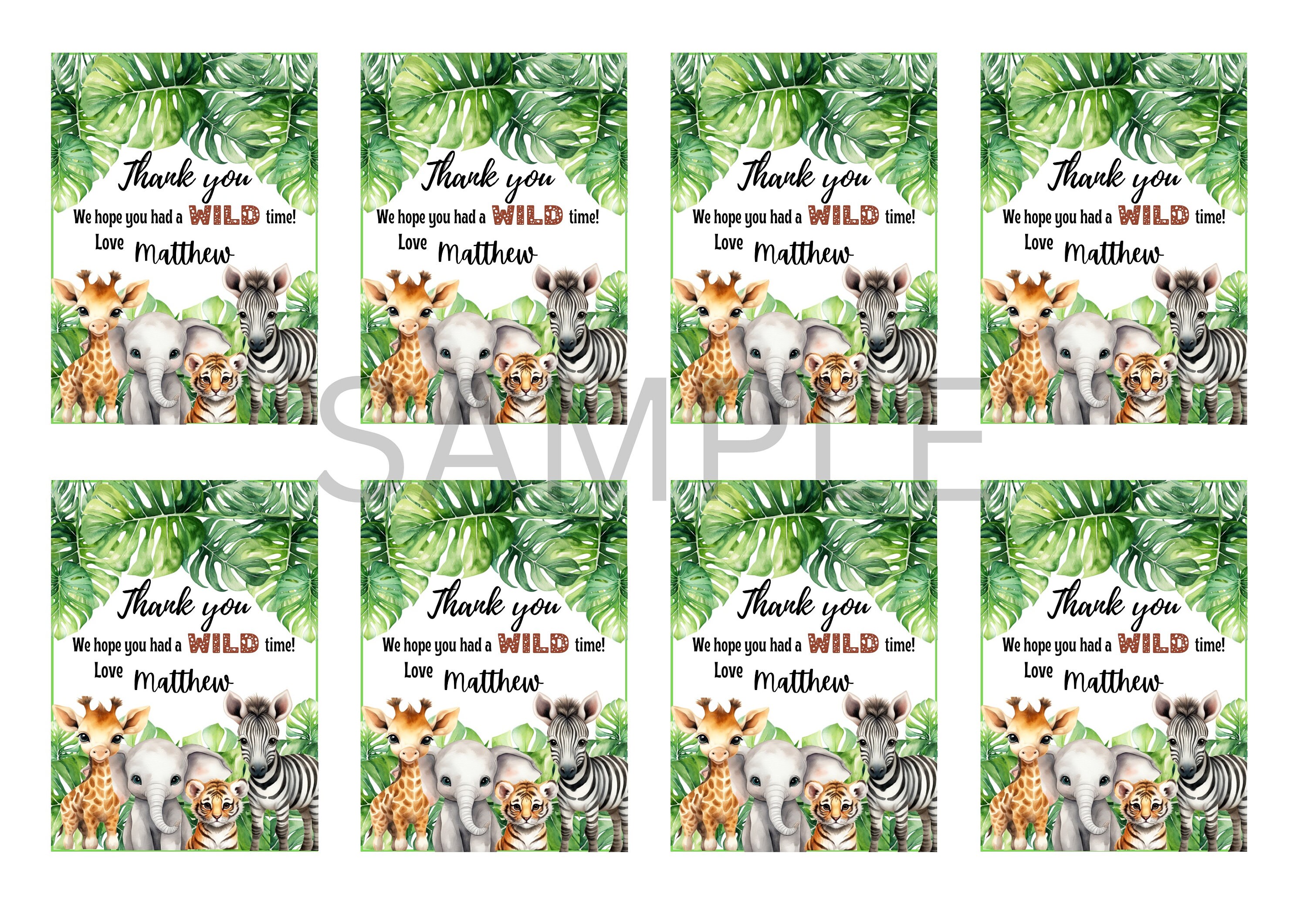 24 adesivi per bottiglie a tema animali della giungla, adesivi per decorazioni per feste di