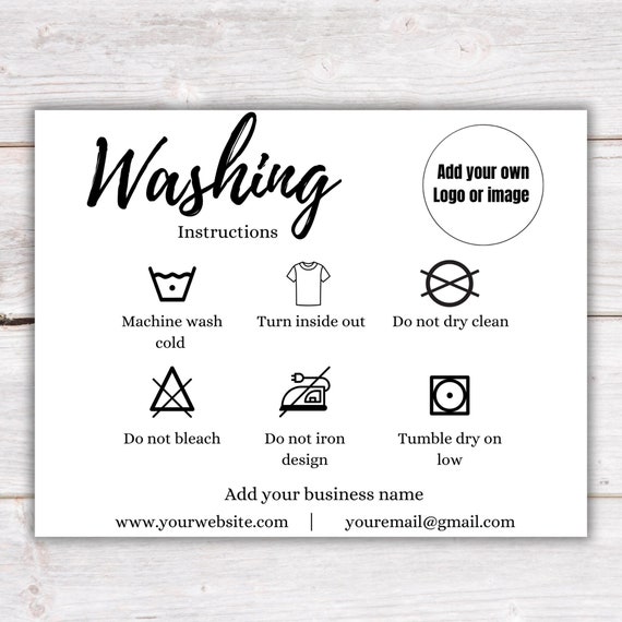 Printable Washing Care Card Template Simple T shirt Care Editable Card Crochet Care Guide Washing Instructions Shirt Care Packaging Insert Etsy