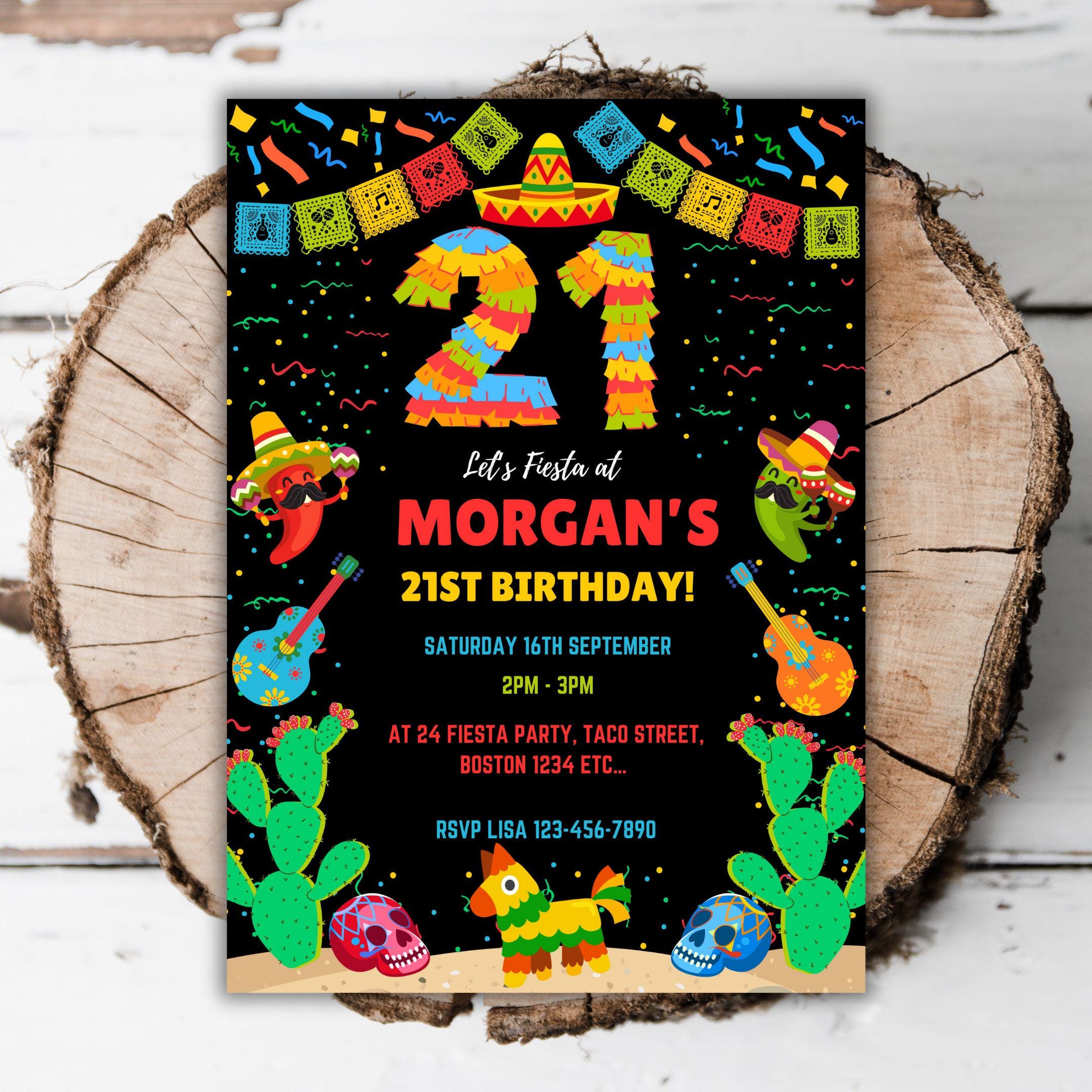 その他 Invitation Printable Mexican 21st Birthday Invitation Fiesta Party Editable