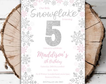 Schneeflocke Geburtstagseinladung 5