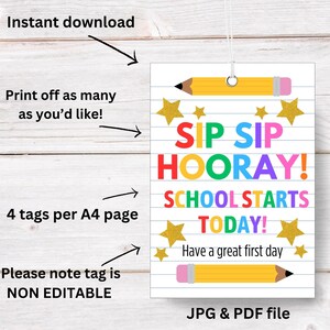 Printable Straw Back to School Tag NON EDITABLE Silly Straw Gift Tag ...
