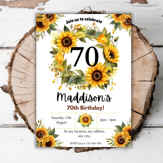 Elegante Tarjeta De Cumpleaños De 70 Años Adornada Con Flores De Cerezo Y Mariposas En Colores