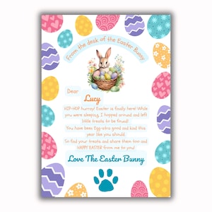 Carta editable del Conejo de Pascua Carta del Conejo de Pascua Carta de búsqueda de huevos Carta imprimible de Pascua Carta de regalo de Pascua Plantilla de búsqueda del tesoro de Pascua