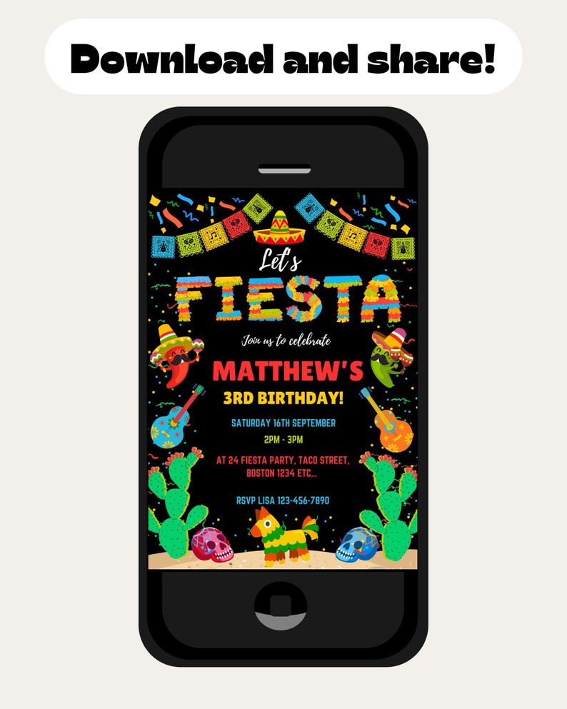 Printable Mexican Birthday Invitation Fiesta Party Editable Mexican ...