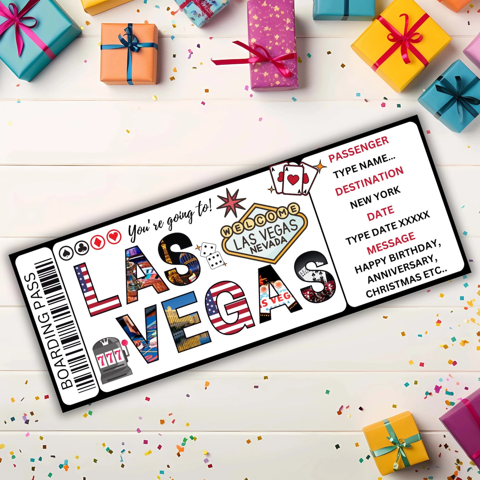 Printable Las Vegas Boarding Pass Template Editable Las Vegas Plane ...
