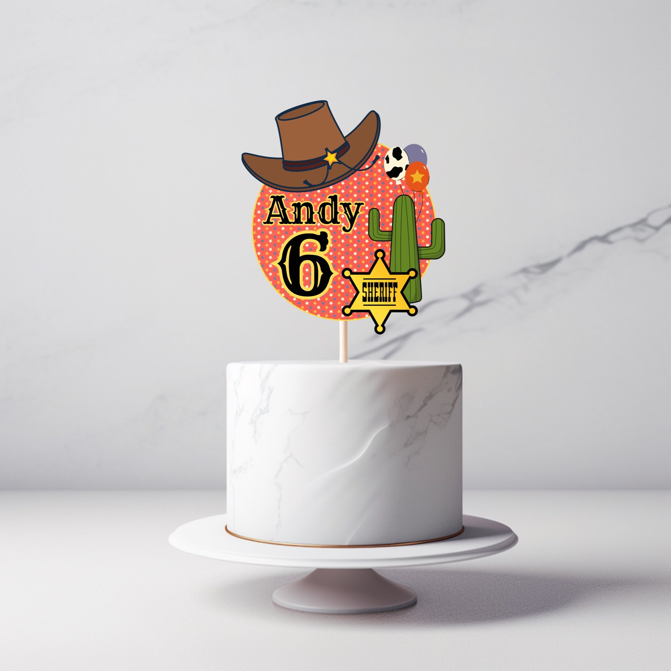 Printable Cowboy Western Birthday Cake Topper Personalised Cake Topper ...