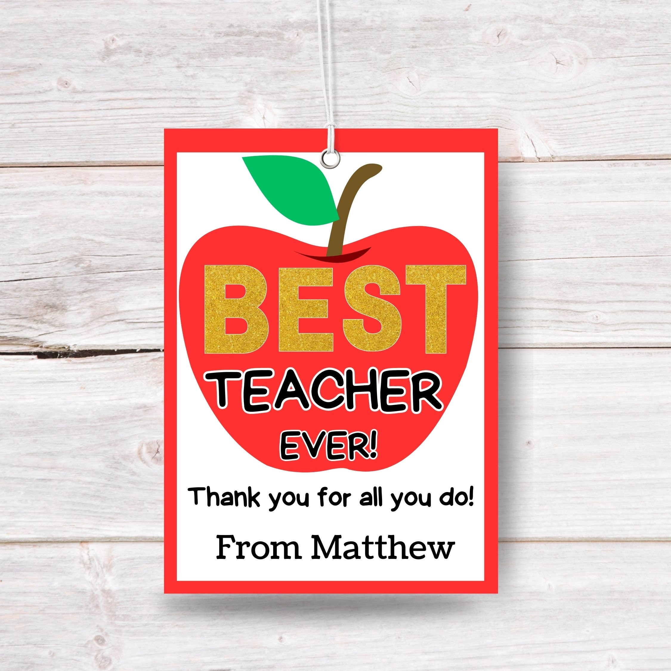 Printable Teachers Appreciation Week Tag Editable Glittery Teacher ...