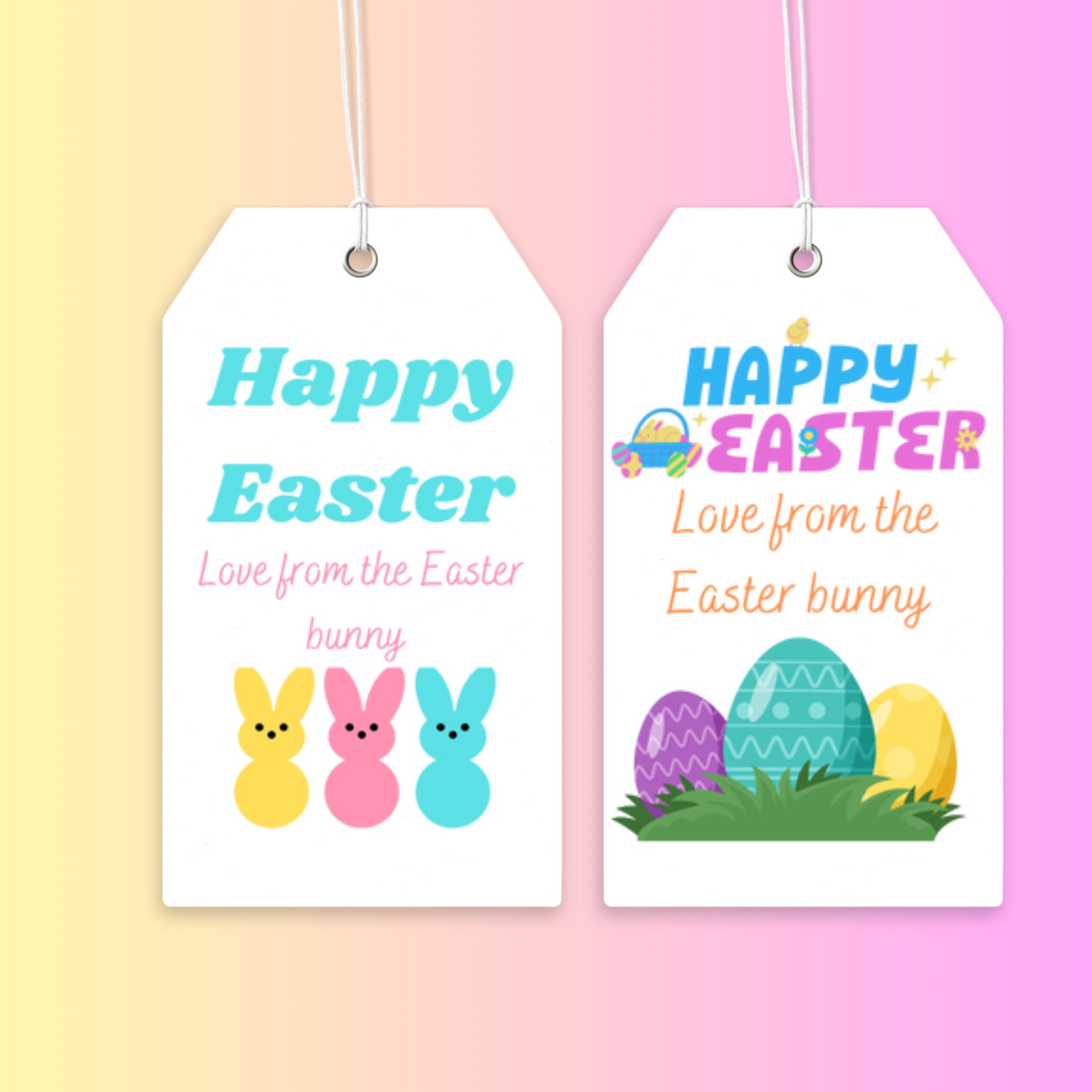 Spring Easter Tags Printable Easter Basket Favor Tags Personalised Easter Tags Editable ...