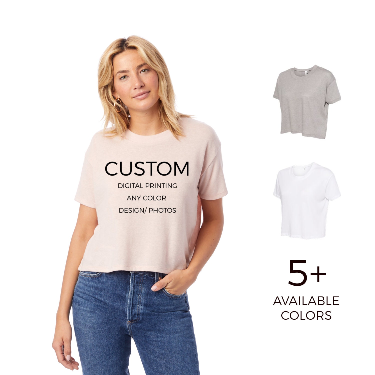 Women’s Vintage Jersey Cropped Tee Custom Text Custom Design