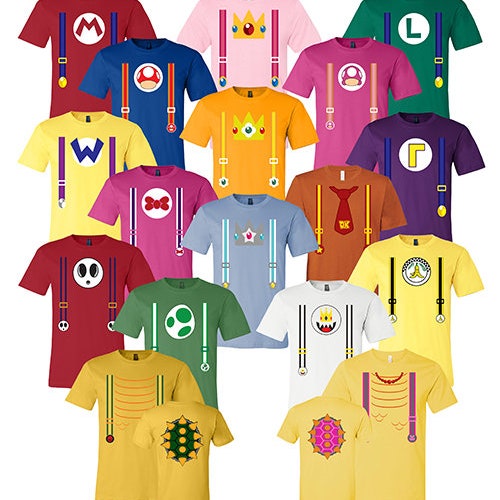 Mario And Friends Inspired Costume T Shirts - Perfect for Family, Cruise, Group Events - Fun Couple Cosplay Shirt