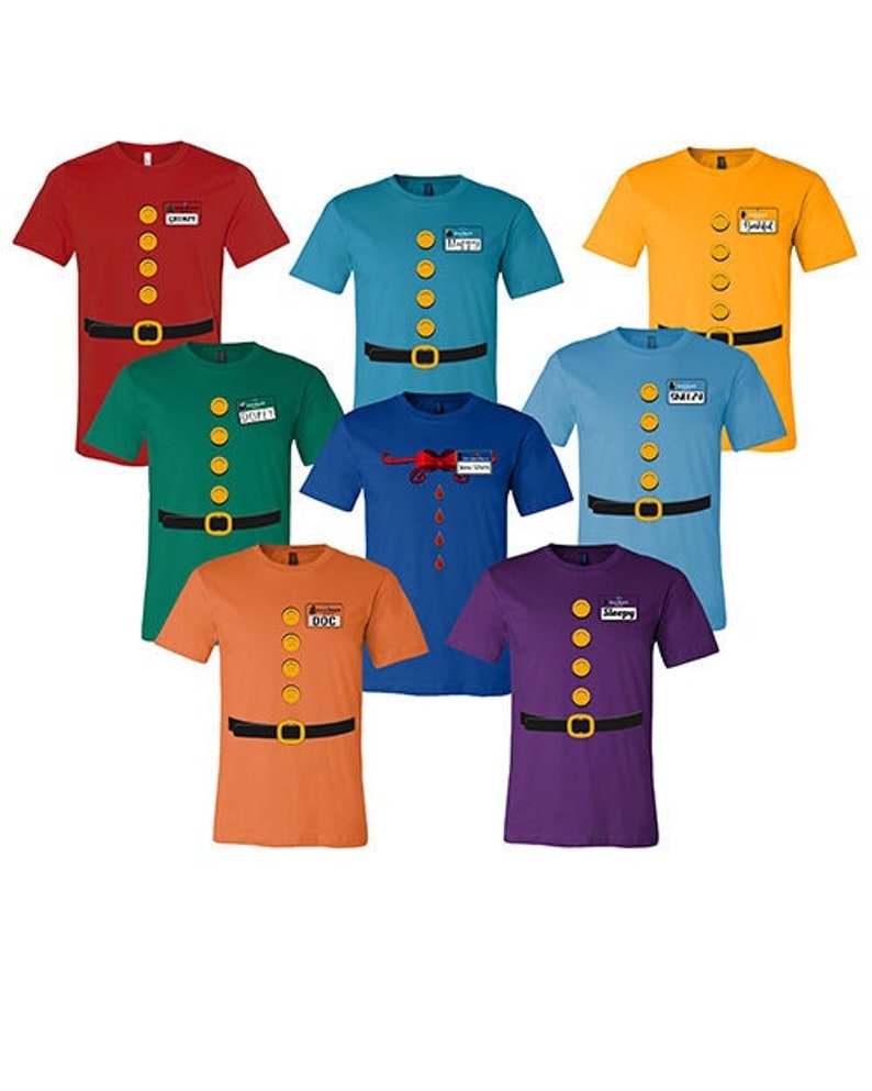 7 Dwarfs Shirts - Adult, Youth, Toddler Cosplay Costume Seven Dwarfs 7 Dwarf - Family, Cruise, Group Event Snow White and Seven Dwarf 