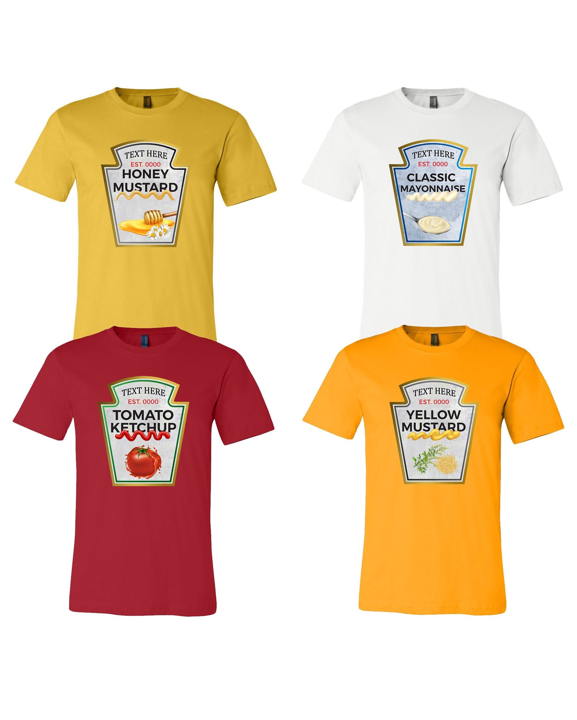 Sauce Ketchup Mustard Mayonnaise Honey Mustard Condiments T Shirts Perfect for Family Vacation