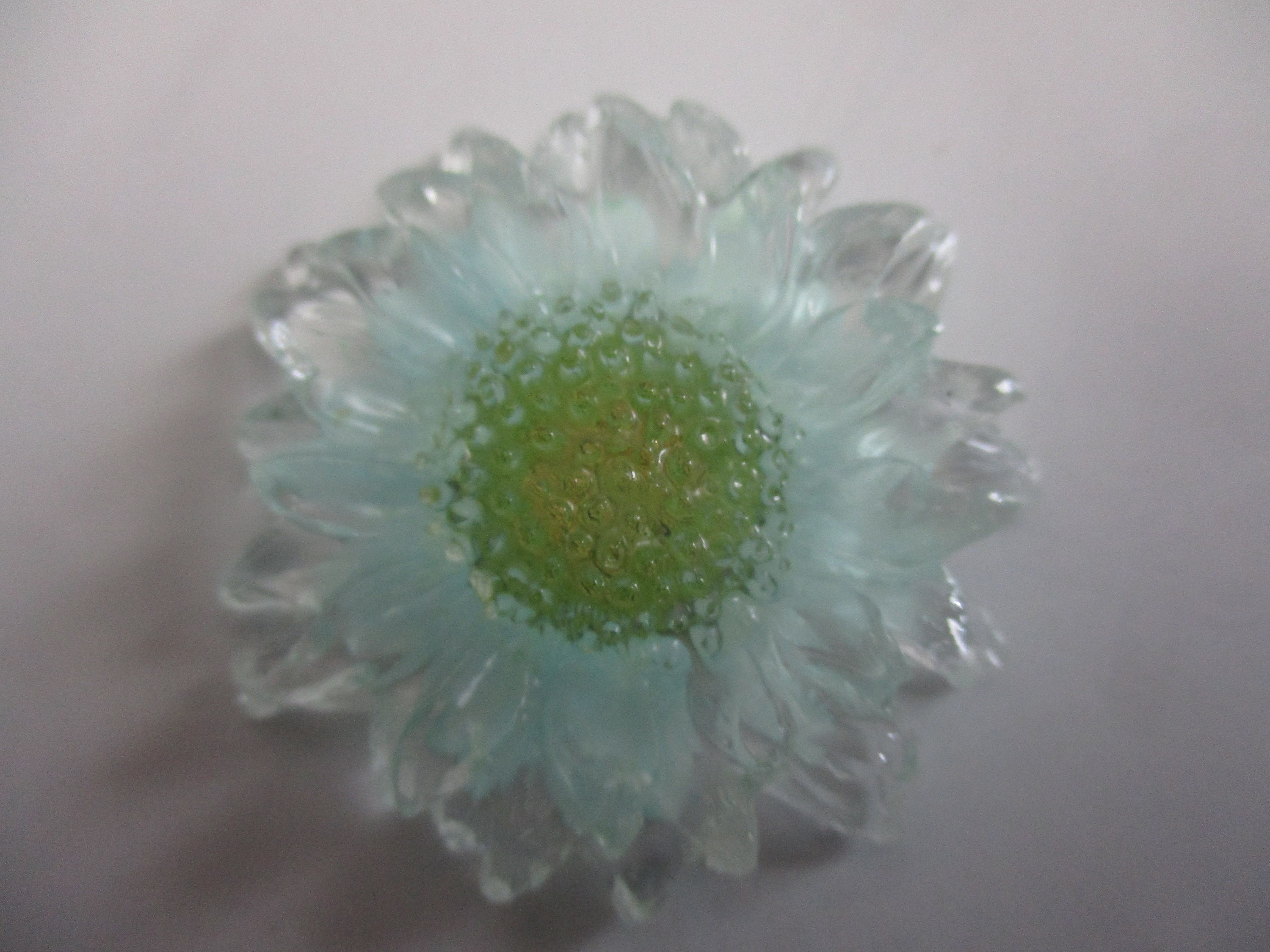 Clear Resin Flower with a Pale Green Dried flower in the Etsy