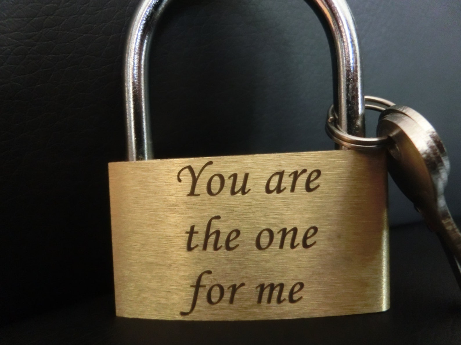Engraved Padlock Lovelock, Brass With Key and Pouch,personalized