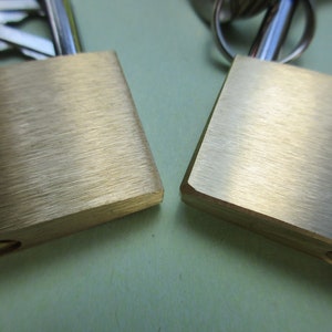 engraved Padlock Love-lock, Brass with Key and pouch,personalized,engraving on both sides image 4