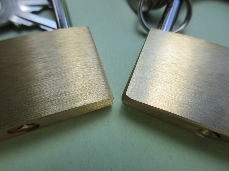 engraved Padlock Love-lock, Brass with Key and pouch,personalized,engraving on both sides image 4