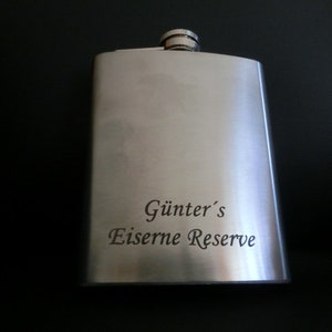 Hip flask with engraving (200ml, stainless steel) Personalized according to your wishes