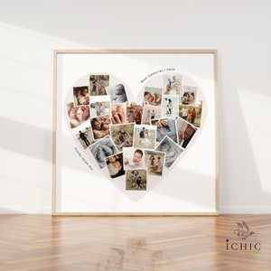 CANVA Template | Heart Collage Template, Heart Photo Collage Template, Mothers day gift, Father’s Day gift, Collage, Board #Y23BB1-CANVA