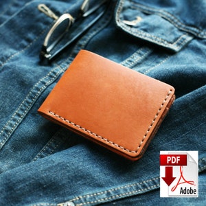 Patrón de cartera plegable delgada para hombre en cuero, plantilla PDF (8,5 x 11)