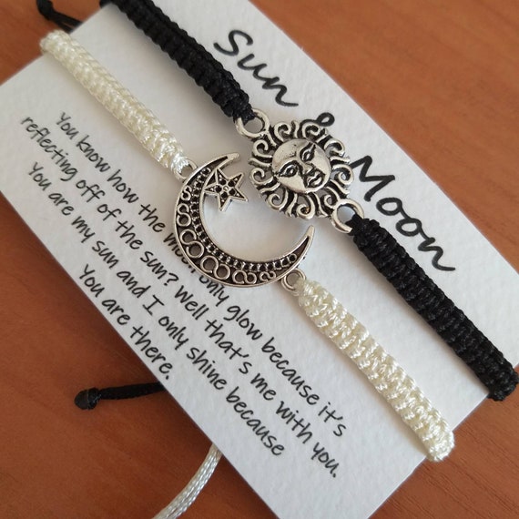Golden Sun & Moon Couple Bracelets, Long Distance Relationship, Friendship,  Matching Bracelets on Luulla