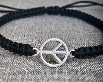 Peace Bracelet, Friendship Bracelet,Peace Sign Bracelet,Hippie Bracelet,Man Bracelet,Yoga Meditation Bracelet