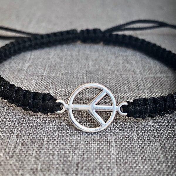 Peace Bracelet, Friendship Bracelet,Peace Sign Bracelet,Hippie Bracelet,Man Bracelet,Yoga Meditation Bracelet