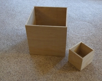 Cubes, <8" Unfinished Wood Craft Cube Boxes from Reclaimed Wood; Standard Size or Custom Sizes