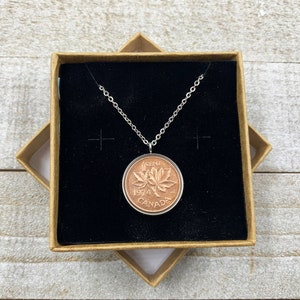 Canada Penny Necklace - Stainless Steel Pendant Coin Necklace - Penny Pendant - Women, Men&#39;s Jewellery - Modern Memento - Sentimental Gift