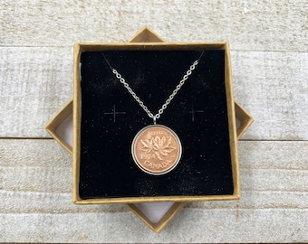 Canada Penny Necklace - Stainless Steel Pendant Coin Necklace - Penny Pendant - Women, Men's Jewellery - Modern Memento - Sentimental Gift