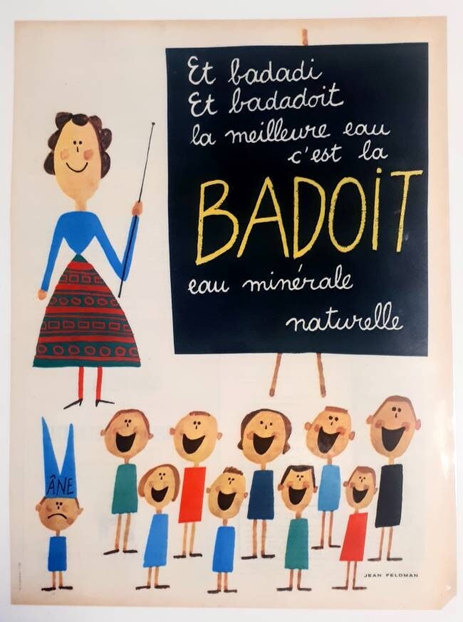 Grande Publicité Originale Pour La Badoit - Environ Années 1950 Dessin Coloré d'epoque Française Anc