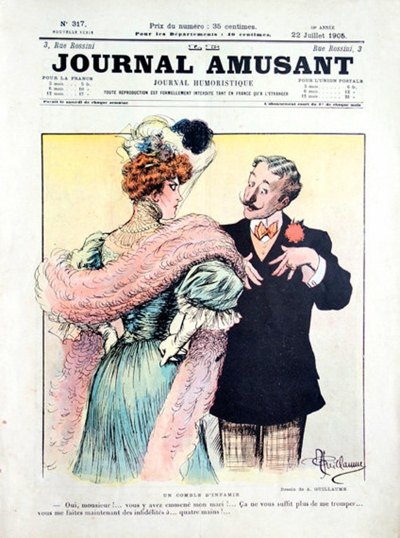 Illustration d'époque Du Journal Amusant - Année 1905