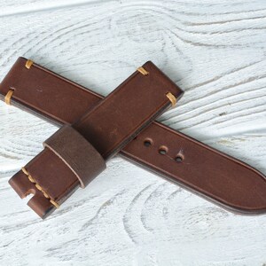 Brown genuine leather replacement watch strap handmade available for custom order image 4