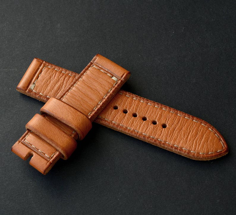 24x24mm Orange leather watch strap PAM style Etsy