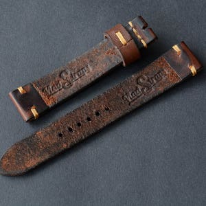 Brown genuine leather replacement watch strap handmade available for custom order image 8