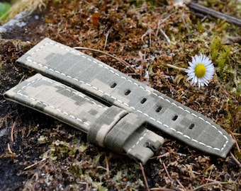 Pixel camouflage canvas watch strap for any watches
