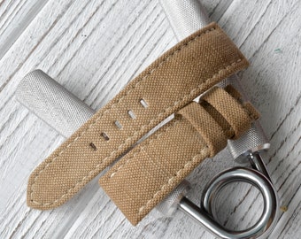 Vintage Swiss Military Canvas Watch Strap, Custom Leather Band
