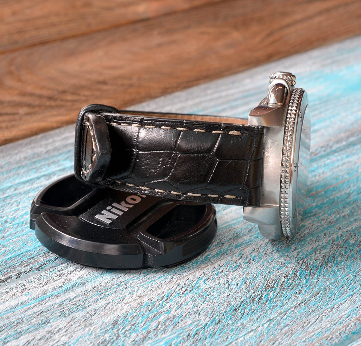 Black Leather Alligator Watch Strap 22 Mm Lugs and 20 Mm on Etsy UK