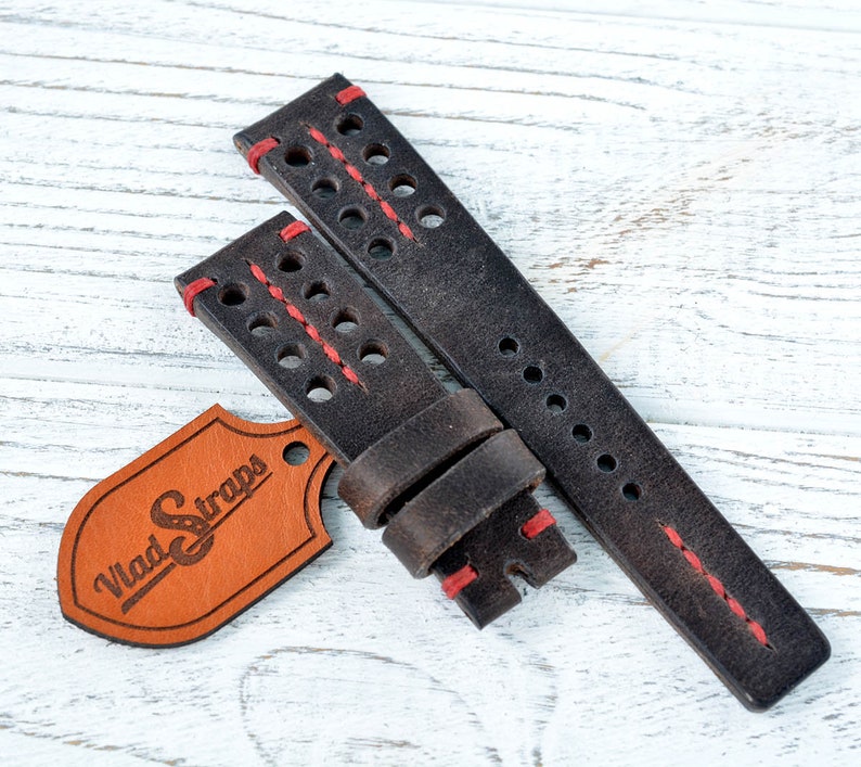 2220 mm dark brown leather watch strap handmade Etsy