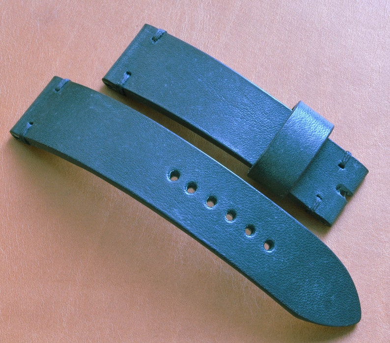 22x20mm Dark Green Leather Watch Strap for Seiko and Other Etsy