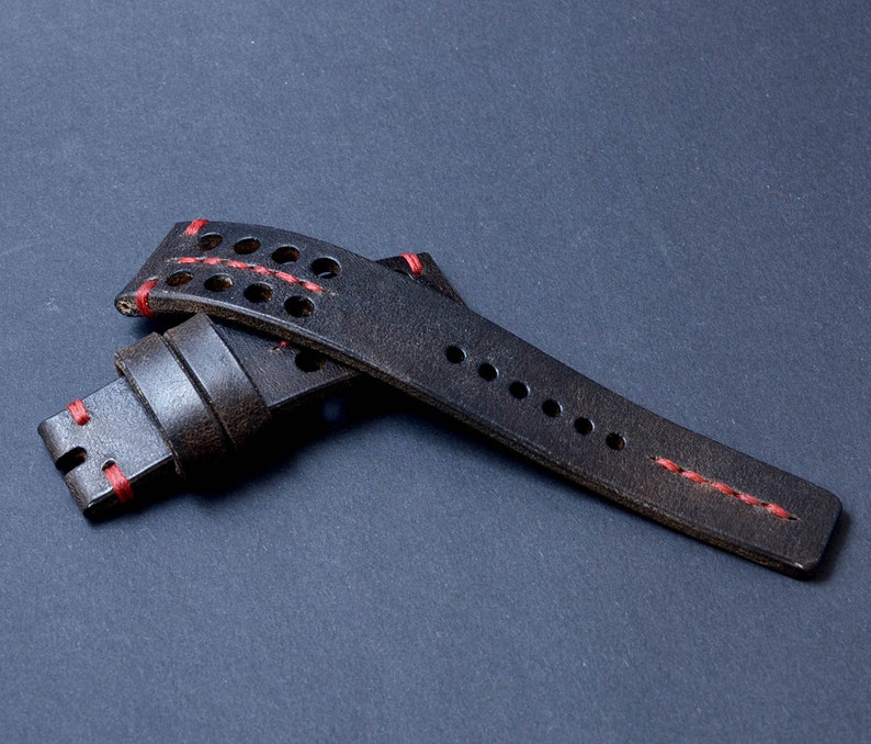 2220 mm dark brown leather watch strap handmade Etsy