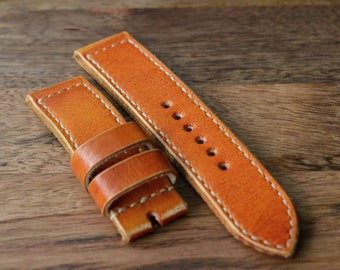 24x24mm orange genuine leather watch strap for Panerai watches