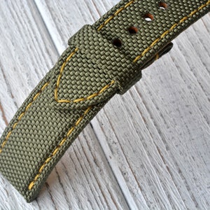 Vervanging olijfgroen nylon canvas horlogeband compleet verlengbare breitling omega rolex 24 mm 22 mm 20 mm gepersonaliseerd elke maat en lengte