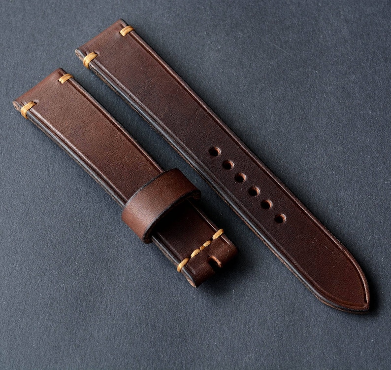 Brown genuine leather replacement watch strap handmade available for custom order image 7