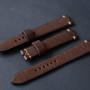 Brown genuine leather replacement watch strap handmade available for custom order image 10