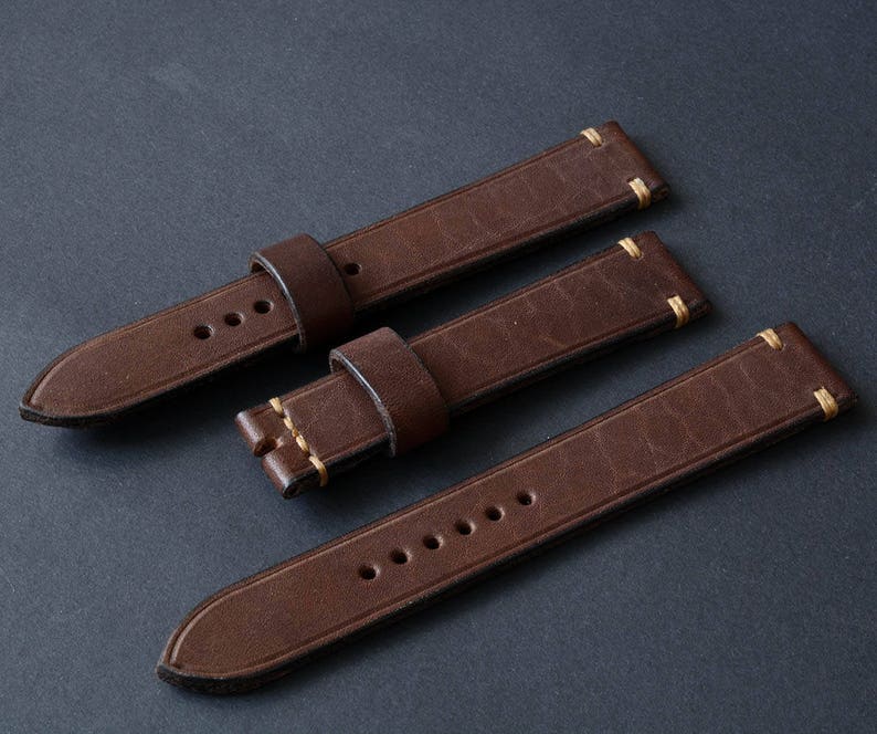 Brown genuine leather replacement watch strap handmade available for custom order image 10